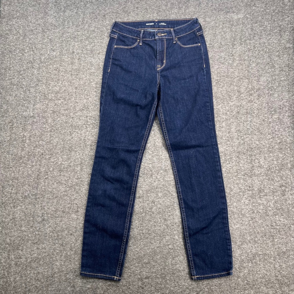 Old Navy High Rise Wow Straight Jeans Dark Wash Blue Womens 2 Stretch Denim